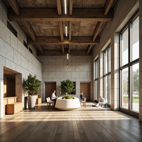 wooden beams,daylighting,associati,minotti,lobby,wood floor,loft,hardwood floors,interior modern design,modern office,concrete ceiling,amanresorts,travertine,wooden floor,contemporary decor,coffered,3d rendering,ceramic floor tile,foyer,penthouses