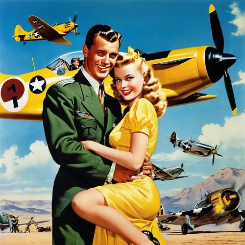 A Movie Poster about The Heroic „20th Fighter Group Boys“ (fat black letters highlightet in yellow) with their powerful „P-51 Mustang“ Fighter Aircraft blasting the enemy off the skies over Enemy Terr