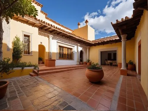 hacienda,spanish tile,casitas,traditional house,patios,terracotta tiles,Photography,General,Realistic