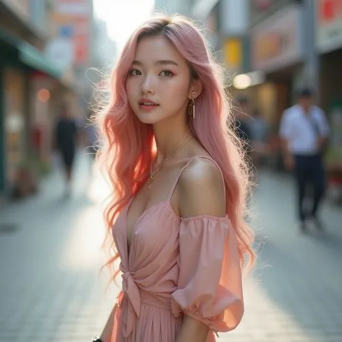 pink hair,pinklao,hyoon,pink beauty,nari,peach color,Photography,General,Realistic