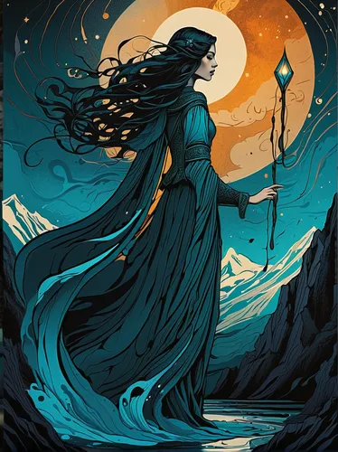 rusalka,siren,queen of the night,dance of death,scythe,violinist violinist of the moon,sorceress,the enchantress,halloween illustration,the wind from the sea,the witch,fantasia,sci fiction illustration,the night of kupala,mermaid silhouette,celebration of witches,the sea maid,rosa ' amber cover,lady of the night,zodiac sign libra,Illustration,Black and White,Black and White 34