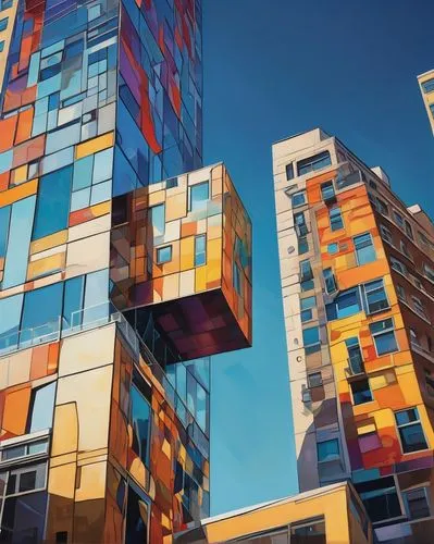 glass facades,multifamily,glass blocks,apartment blocks,glass facade,cube stilt houses,colorful facade,building blocks,building block,multistorey,apartment block,cubic house,leaseholds,tetris,multistory,colorful city,kimmelman,urban towers,building honeycomb,apartment buildings,Art,Artistic Painting,Artistic Painting 45