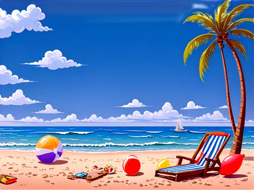 beach landscape,cartoon video game background,dream beach,background vector,beach scenery,beach background,paradise beach,summer background,beautiful beach,landscape background,summer clip art,seaside resort,beach furniture,mobile video game vector background,sandy beach,umbrella beach,summer beach umbrellas,tropical beach,sea beach,beach chairs,Illustration,Retro,Retro 13