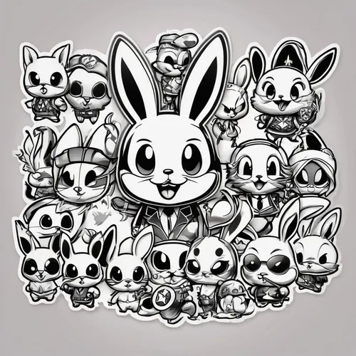 rabbits,rabbit family,bunnies,line art animals,pokémon,rabbits and hares,pokemon,kawaii animals,easter rabbits,cute cartoon image,round kawaii animals,kawaii animal patch,kids illustration,kawaii animal patches,gray hare,chibi kids,stitch,thumper,animal icons,line art animal,Illustration,Abstract Fantasy,Abstract Fantasy 10