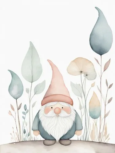 A cute gnome clipart, organic forms,  desaturated light and airy pastel color palette, nursery art, white background








,garden gnome,gnome,scandia gnome,gnomes,valentine gnome,scandia gnomes,aga