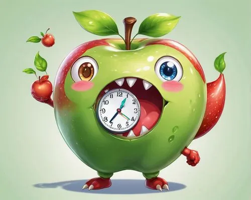 apfel,godefroot,new year clock,apple watch,apple icon,green tomatoe,Illustration,Japanese style,Japanese Style 01