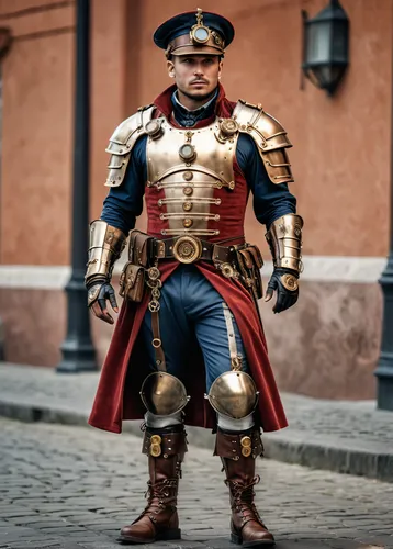 swiss guard,roman soldier,the roman centurion,carabinieri,matador,centurion,conquistador,sibiu,lublin,cossacks,iron mask hero,torgau,musketeer,tyrion lannister,knight armor,napoleon bonaparte,town crier,military officer,zamorano,athos