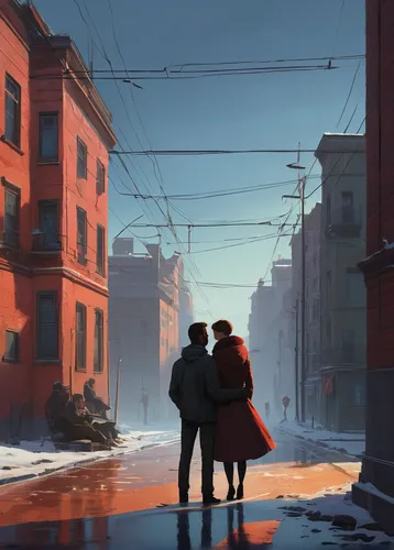 Create a heartwarming romance story centered around Daniel White and a charming love interest.,winter morning,red square,the red square,winter background,snow scene,winter light,snowfall,warmth,snowst