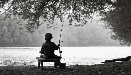 casting (fishing),people fishing,fishing,angling,fishing camping,angler,fisherman,monopod fisherman,fishing rod,fishing classes,waiting for fish,fly fishing,recreational fishing,fishing float,go fishing,peacefulness,fishing gear,fishing equipment,fishing tent,outdoor life,Photography,Black and white photography,Black and White Photography 02