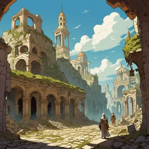 ancient city,ruins,monastery,ancient buildings,the ruins of the,ruin,citadel,coliseum,meteora,castle ruins,medina,medieval,city gate,ancient,caravanserai,mausoleum ruins,medieval town,medieval architecture,concept art,the ancient world,Illustration,Children,Children 04