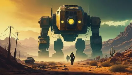 sci fiction illustration,yellow machinery,sci-fi,sci - fi,futuristic landscape,sci fi,world digital painting,wasteland,travelers,mech,science fiction,scifi,bumblebee,traveller,bolt-004,tau,sentinel,mecha,gas planet,science-fiction,Conceptual Art,Sci-Fi,Sci-Fi 08