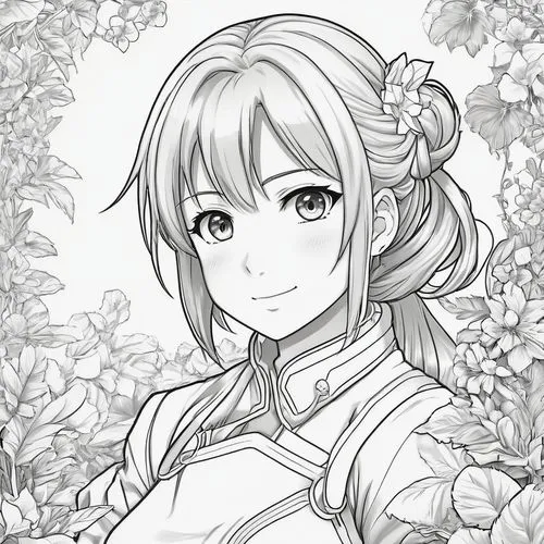 sakura wreath,lily of the field,sakura flower,flower line art,sophitia,hidari,Illustration,Japanese style,Japanese Style 01