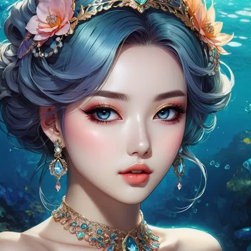 mermaid background,amphitrite,the sea maid,mermaid vectors,fantasy portrait,nereids,Illustration,Realistic Fantasy,Realistic Fantasy 15