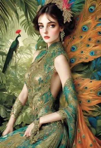 fairy peacock,peacock,jingna,quetzal,exoticism,fairy queen