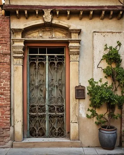 Pasadena architectural salvage, Pasadena CA, vintage antique store, worn wooden signage, distressed stone walls, old brick facade, ornate metal doors, rusty gate, overgrown vines, warm afternoon sunli