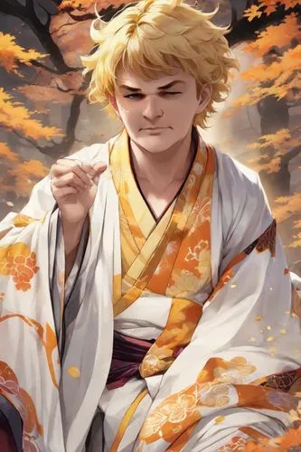 Adult man,the guy in orange is a great character for many games,yahiko,toshiie,shingen,ryunosuke,sanzo,sakon,komei,kamijo,yukata,ichizo,kurosaki,motonari,michizane,orange robes,miyaji,senichi,tenji,ya