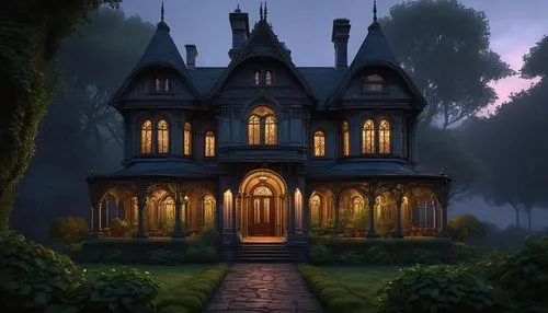 witch's house,house silhouette,victorian house,witch house,house in the forest,victorian,dreamhouse,old victorian,creepy house,the haunted house,haunted house,lonely house,little house,forest house,house,doll's house,ancient house,house painting,wooden house,the threshold of the house,Illustration,Realistic Fantasy,Realistic Fantasy 29