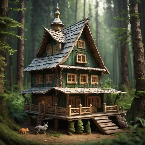 house in the forest,miniature house,fairy house,forest house,little house,log cabin,Conceptual Art,Fantasy,Fantasy 11