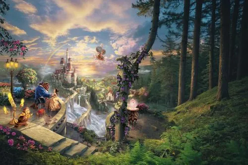 beautiful forest and sunset,fantasy picture,3d fantasy,fairy world,fantasy landscape,fairy forest,fairy village,photo manipulation,garden of eden,fantasy art,fantasy world,forest of dreams,wonderland,