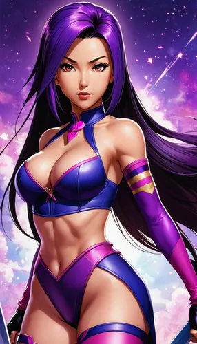 starfire,monsoon banner,malva,purple wallpaper,fantasy woman,purple background,anime 3d,background ivy,superhero background,super heroine,purple skin,goddess of justice,female warrior,japanese sakura background,purple,purple lilac,swordswoman,elza,zodiac sign libra,shaper,Illustration,Japanese style,Japanese Style 03