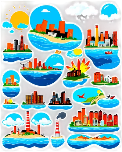 background vector,icon set,houses clipart,nautical clip art,clipart sticker,vector graphics,set of icons,summer clip art,vector images,paris clip art,download icon,floating islands,artificial islands,clipart,city cities,metropolises,scrapbook clip art,landscape background,city buildings,environmental pollution,Unique,Design,Sticker