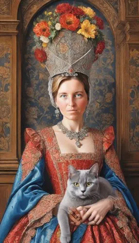 cat european,cat portrait,portrait of a girl,cat sparrow,napoleon cat,cat image,cat,chartreux,victorian lady,the hat of the woman,domestic cat,portrait of a woman,romantic portrait,girl with cereal bowl,the cat,girl in a historic way,child portrait,vintage cat,cat with blue eyes,stepmother,Digital Art,Watercolor