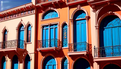 colorful facade,city unesco heritage trinidad cuba,guanajuato,malaga,facades,majorelle blue,seville,row of windows,marrakesh,glass facades,toulouse,beautiful buildings,casa fuster hotel,balconies,cartagena,riad,marrakech,valencia,french windows,hawa mahal,Illustration,American Style,American Style 13