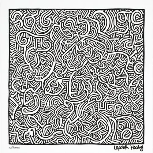 zentangle by keith haring,an image of an abstract painting,keith haring,coloring page,haring,paisley pattern,coloring pages,tangle