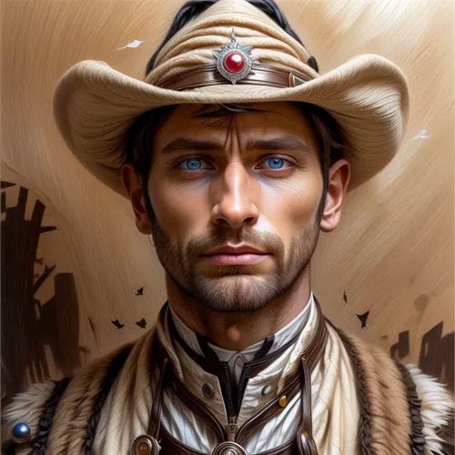 western riding,cowboy,sheriff,western,musketeer,wild west,fantasy portrait,buckskin,abraham lincoln,gaucho,cow boy,stetson,lincoln,ranger,brown hat,cavalry,conquistador,grand duke,lincoln blackwood,steve rogers