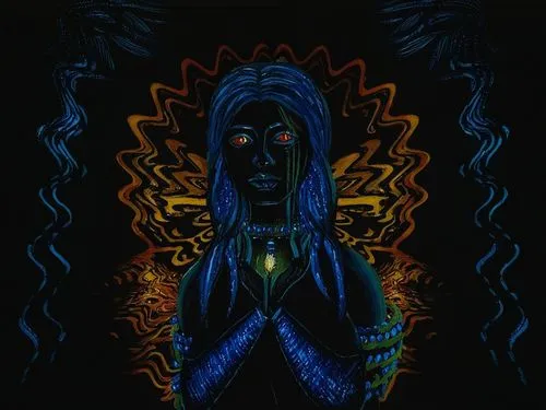 voodoo woman,black light,aura,neon body painting,uv,kundalini,neon ghosts,shaman,bioluminescence,shamanic,illuminate,prophet,praying woman,voodoo,earth chakra,avatar,shiva,hamsa,primitive man,root cha