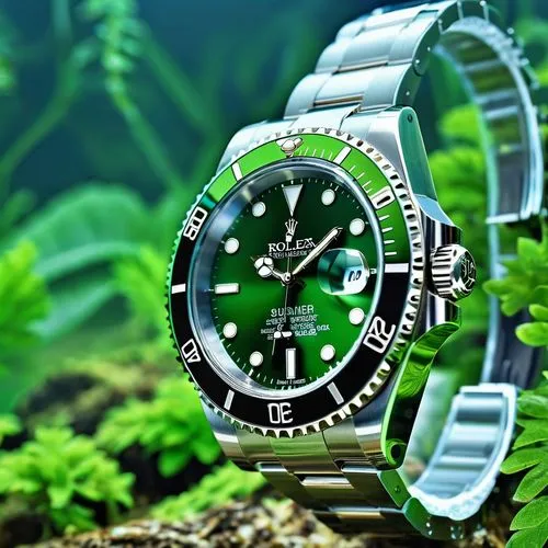 rolex,underwater background,emerald sea,green water,the bezel,green background,tropical greens,selva marine,men's watch,green summer,male watch,green wallpaper,aquatic herb,aquanaut,lego background,sea raven,swatch,green sail black,swatch watch,aaa,Photography,General,Realistic