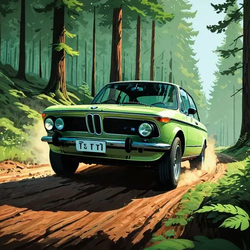 old bmw,bmw,illustration of a car,alpina,audi 100,hillclimb,car wallpapers,yenko,bullitt,3d car wallpaper,kadett,bmw m,retro car,running car,gordini,muscle car cartoon,car drawing,bmw m5,forest road,forest background,Conceptual Art,Fantasy,Fantasy 09