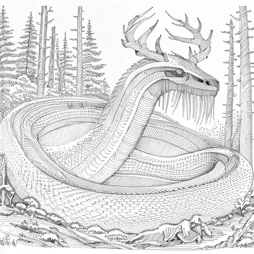 deer illustration,hand-drawn illustration,emperor snake,python,serpent,constrictor,coloring page,anaconda,line art animals,capricorn,book illustration,illustration,terrestrial animal,king cobra,animal line art,wyrm,rattlesnake,python family,forest animal,line art animal,Design Sketch,Design Sketch,Hand-drawn Line Art