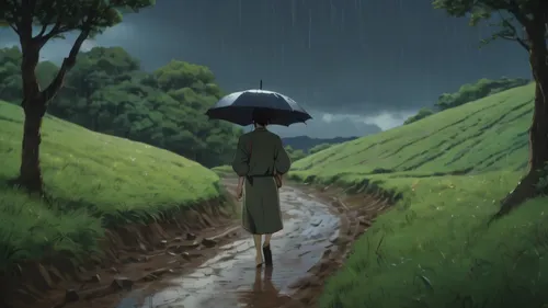 rainy season,walking in the rain,rain field,after rain,rain,rainy day,after the rain,monsoon,rains,rainy,man with umbrella,raindops,heavy rain,rainy weather,raining,in the rain,drop of rain,landscape background,light rain,my neighbor totoro,Photography,General,Cinematic