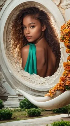 girl in a wreath,round autumn frame,meseret,secret garden of venus,image manipulation,mirror of souls