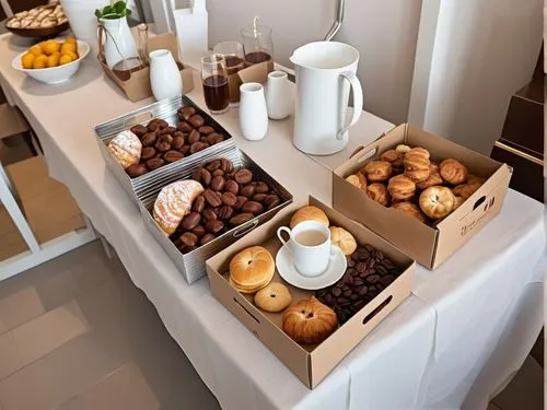 dessert station,pastries,profiteroles,sweet table,breakfast table,food table,Photography,General,Realistic