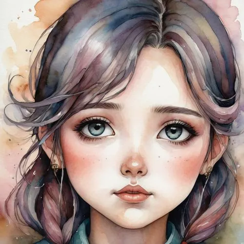 kommuna,schierke,girl portrait,schierholtz,watercolor painting,watercolor,Conceptual Art,Daily,Daily 34