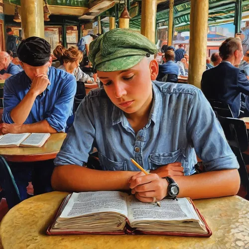 schoolboy,children studying,kippah,scholar,girl studying,school boy,to study,ellis island,student,reading,siddur,hatmaking,reading magnifying glass,child with a book,bookworm,flat cap,orthodox,devotions,exam,boy praying,Art,Classical Oil Painting,Classical Oil Painting 23