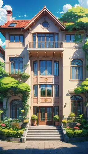 apartment building,apartment house,ghibli,apartment complex,violet evergarden,an apartment,townhome,studio ghibli,apartments,residential,apartment block,dreamhouse,beautiful buildings,kyokai,sylvania,country estate,mansion,sky apartment,kotoko,beautiful home,Illustration,Japanese style,Japanese Style 03