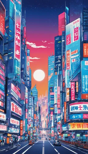 shinjuku,tokyo,tokyo city,osaka,tokyo ¡¡,japan,kyoto,taipei,odaiba,colorful city,umeda,shibuya,fukuoka,fantasy city,japan landscape,hong kong,hong,剣岳,japan's three great night views,cityscape,Illustration,Japanese style,Japanese Style 04