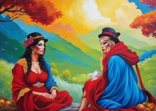 khokhloma painting,radhakrishna,drepung,milarepa,oriental painting,naxi,rinchen,indigenous painting,young couple,art painting,chuseok,ball fortune tellers,arhats,shamans,fortune telling,oil painting on canvas,fortune teller,drakpa,orientalism,fantasy picture,Illustration,Paper based,Paper Based 09