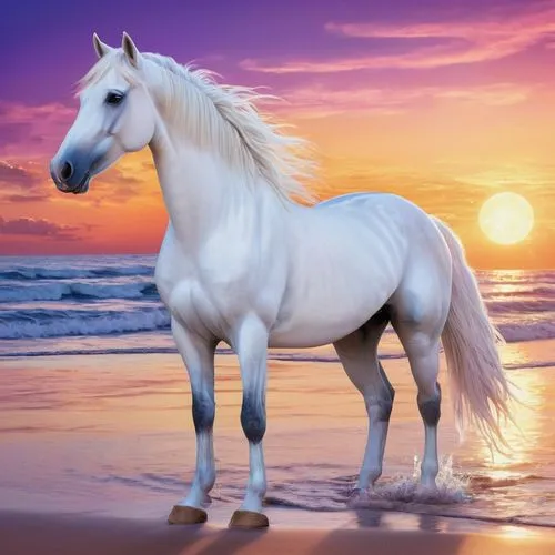 albino horse,a white horse,arabian horse,unicorn background,white horses,dream horse,Illustration,Realistic Fantasy,Realistic Fantasy 20