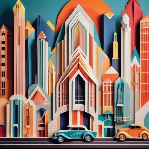 colorful city,art deco background,city scape,city buildings,cities,cityscapes,cityscape,metropolises,art deco,city cities,city blocks,megapolis,buildings,urbanworld,fantasy city,city skyline,abstract retro,microdistrict,urbanites,church painting,Unique,Paper Cuts,Paper Cuts 02