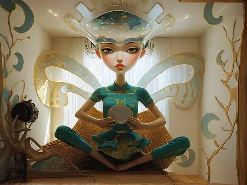 lotus with hands,paper art,fairy peacock,guanyin,magic mirror,fairie,Conceptual Art,Graffiti Art,Graffiti Art 05