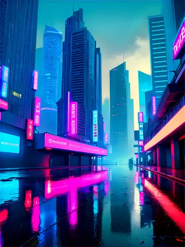 cybercity,colorful city,shinjuku,neon arrows,cityscape,tokyo city,metropolis,colored lights,fantasy city,bladerunner,polara,futuristic landscape,vapor,neons,guangzhou,miami,cyberpunk,tokyo,neon light,neon lights,Conceptual Art,Sci-Fi,Sci-Fi 27