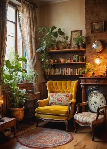 sitting room,bookcases,victorian room,bellocq,dandelion hall,reading room,the living room of a photographer,bookshelves,sunroom,livingroom,inglenook,herbology,home corner,living room,bookcase,danish room,nook,home interior,loft,old victorian,Conceptual Art,Fantasy,Fantasy 15