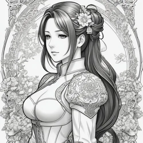 cheongsam,diaochan,jasmine blossom,daiyu,kuchel,bridal,Illustration,Black and White,Black and White 03