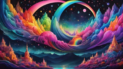 colorful spiral,ozma,opalescent,abstract rainbow,cosmic eye,overawe,outerspace,lucidity,orbital,olufade,vortex,loa,overmind,oracular,dmt,wormhole,dimensional,entheogens,rainbow background,orb,Illustration,Abstract Fantasy,Abstract Fantasy 07