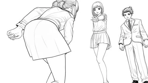 nodame,soejima,shirtdresses,office line art,takamio,salaryman,Design Sketch,Design Sketch,Black and white Comic