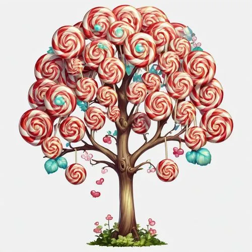 strawberry tree,mirabelle tree,flourishing tree,flower tree,cardstock tree,blossoming apple tree,Illustration,Abstract Fantasy,Abstract Fantasy 11